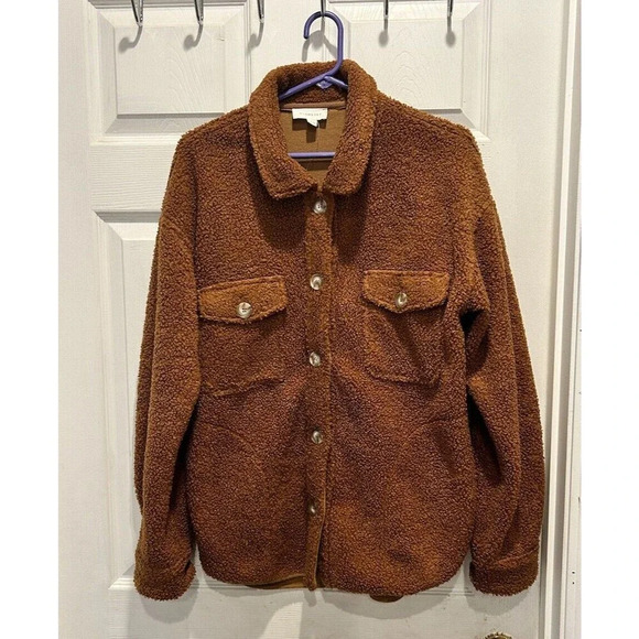 Wishlist Womens Small/Medium Brown Teddy Shacket Oversized Shirt - Picture 1 of 7